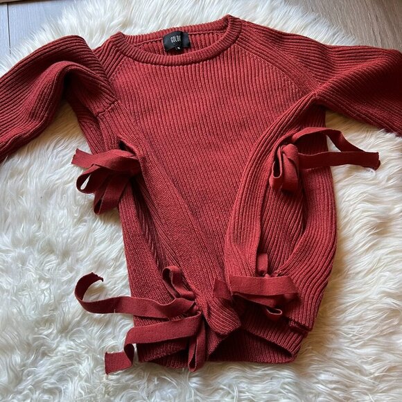 Goldie Women’s Pullover Crew Neck Sweater Ties On Each Side Women’s M/L Oversize - Picture 12 of 13